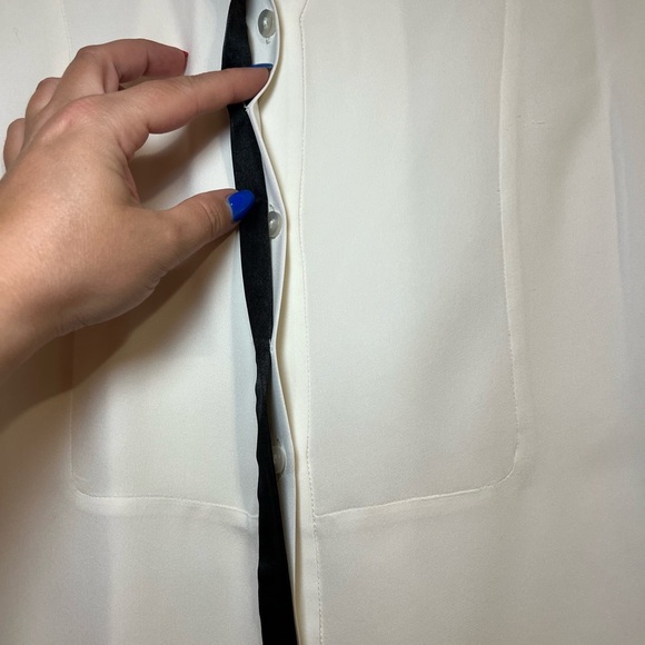 DIANE VON FURSTENBERG DVF CREAM SILK CONTRAST COLLAR BLOUSE SIZE 4 - Picture 3 of 11